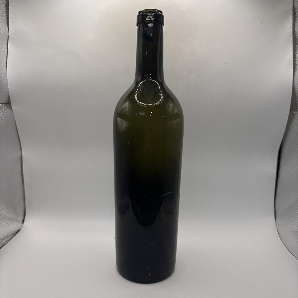 Antique Early VTG Olive Green Glass Bottle Deep Pontil 12" Wine / Oil 6p93